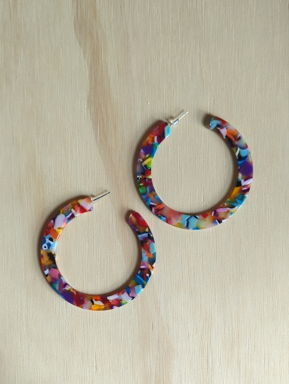 Colorful Multicolor Resin Hoop Earrings